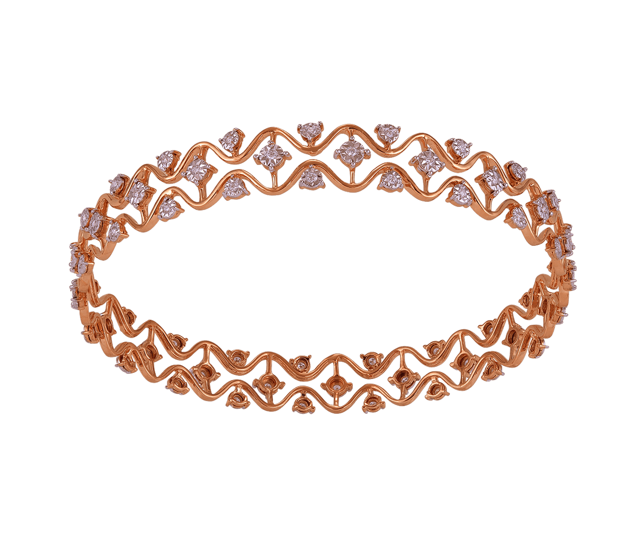 Three Row Pave Diamond Bangle | Diamond Bangle | Diamond Bracelets