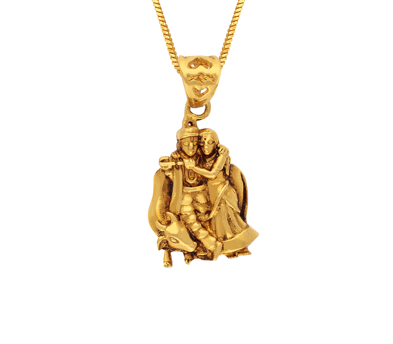 Gold Plated Lord Krishna Idol Pendant In Silver With Spinel Stones - Silver  Palace