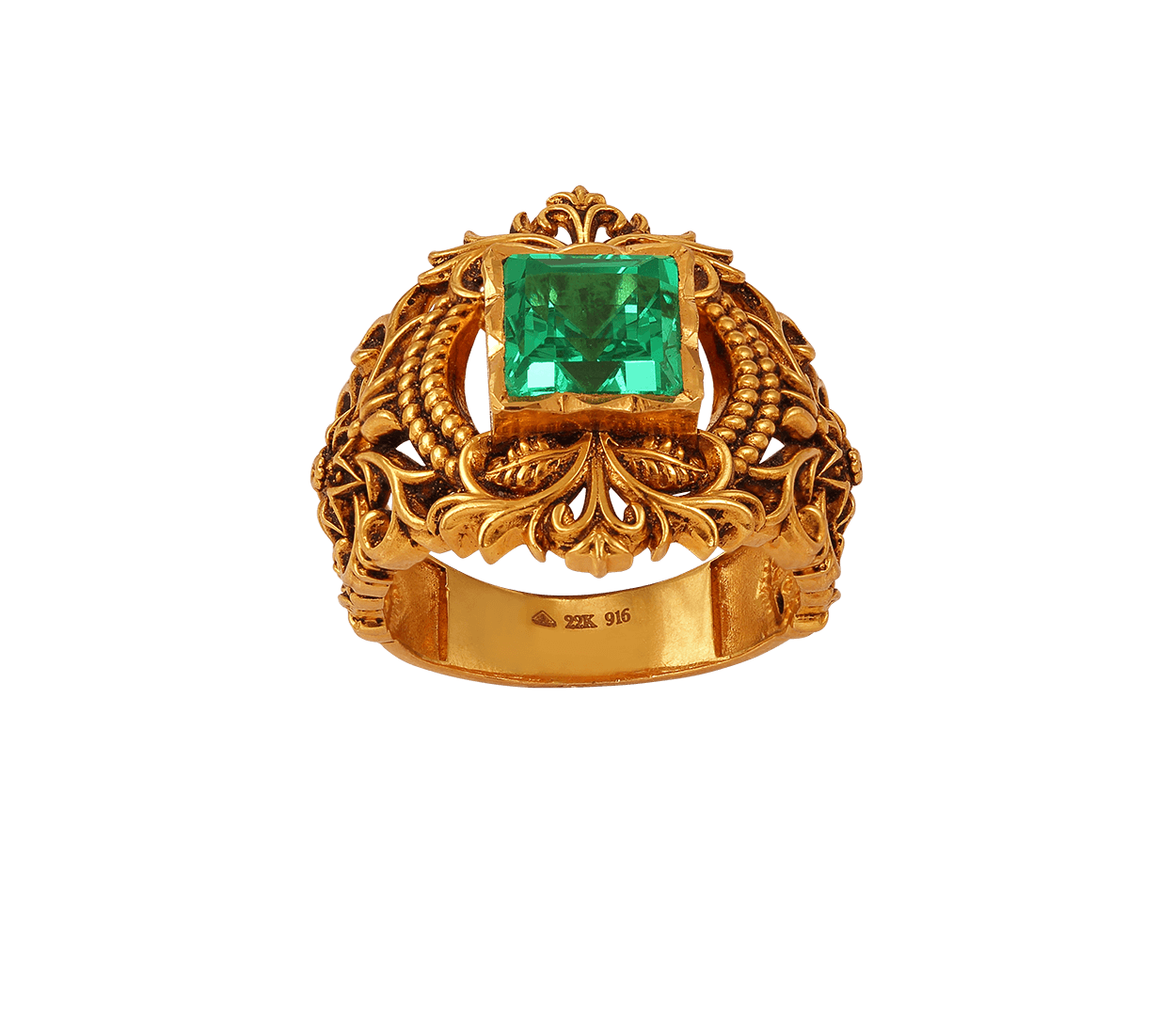 Buy 22Kt Gold Semi Precious Green Stone Ring 94VH1651 Online from Vaibhav  Jewellers