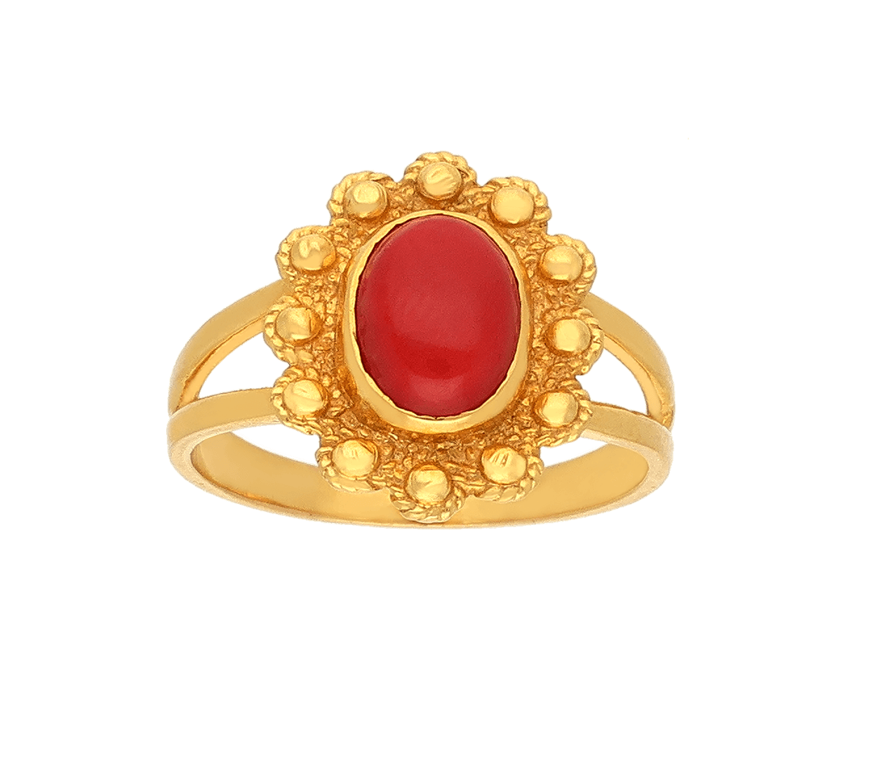 Estate Cabochon Coral Ring - Jewelry By Designs