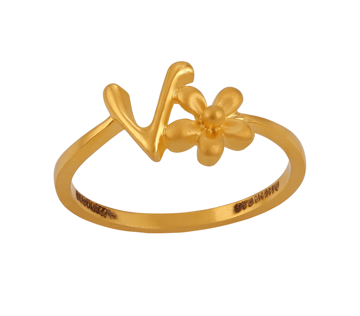 Floreo 10k Yellow Gold A-Z Cursive Letter and Heart Initial Ring, Small  Heart (0.7