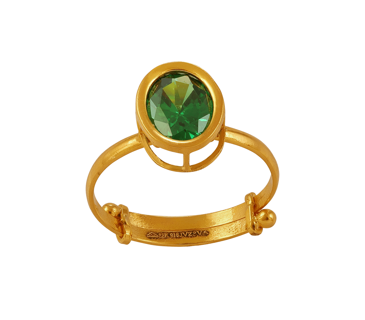 Ring Gold 18ct Plated Green Stones | Vidal & Vidal
