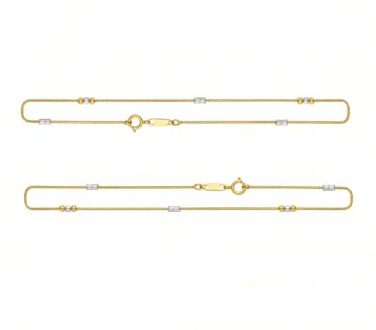 Twin Beadline  18 KT Gold Anklet