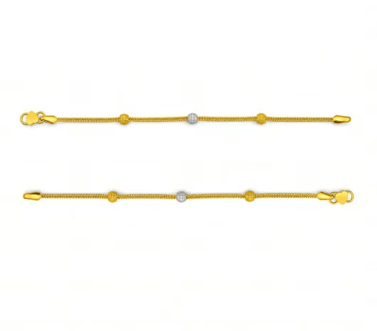 Trinity Bead Glow  22 KT Kids Gold Anklet
