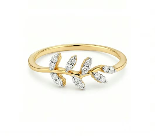 Leafy Charm 14 KT Diamond Ring