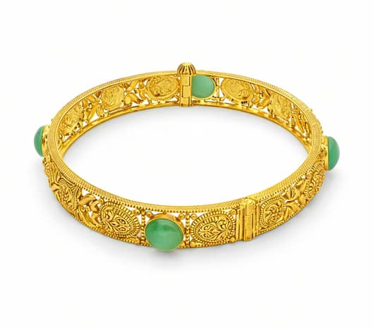 Emerald Accent 22 KT Gold Bangle