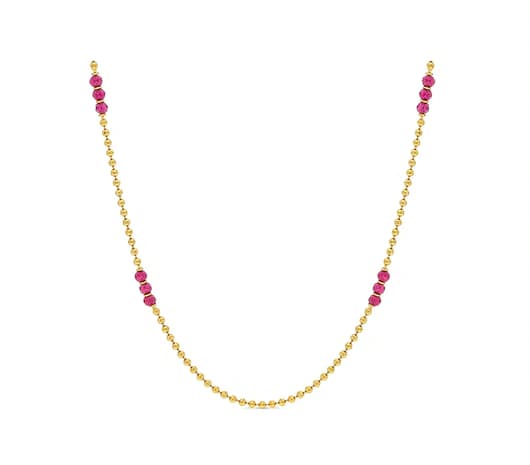 Trendy Pink Beads Gold Necklace