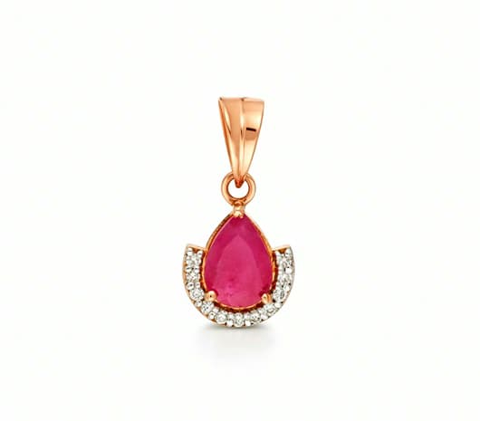 Ruby Crescent Glow 18 KT Precious Stone Pendant