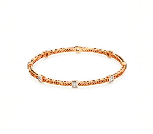Gleam Motif 18 kt Rose Gold Bangle