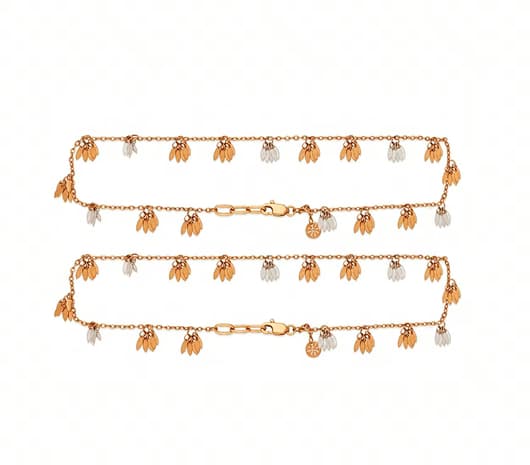 Cluster Leaf Charm 18KT Rose Gold Anklet