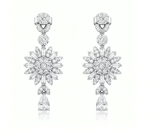 Elegant Bloom Style Silver Earrings