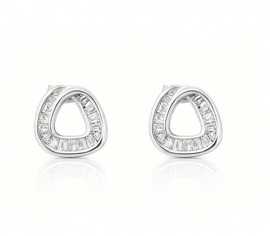 Gleaming White Stone Silver Earrings