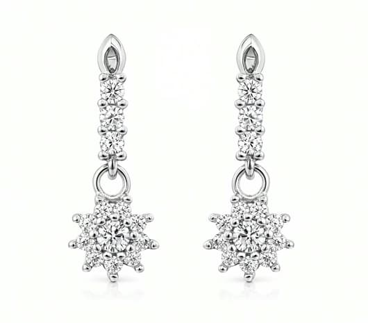Floral Radiance Spark Silver Earrings