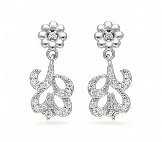 Floral Lace Silver Earrings