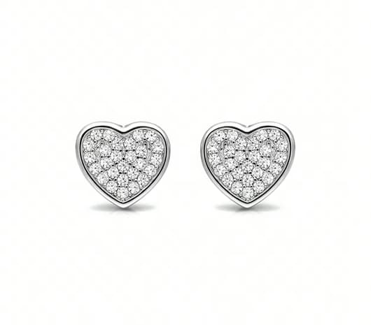 Sparkling Heart Silver Earrings