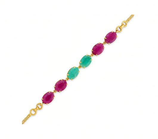 Emerald Ruby Elegance 22 KT Precious Stone Bracelet