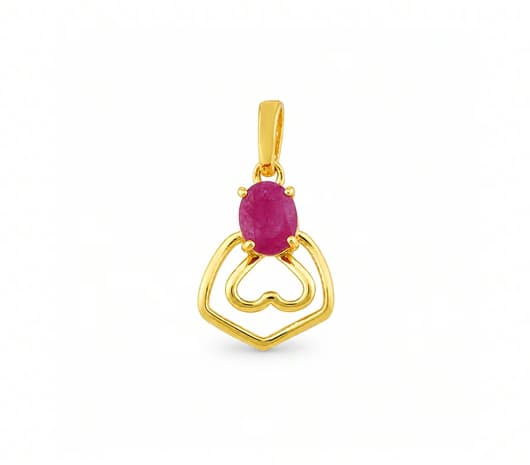 Ruby Heart Embrace 22 KT Precious Stone Pendant