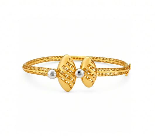 Twin Weave Elegance 22 KT Gold Bangle Bracelet