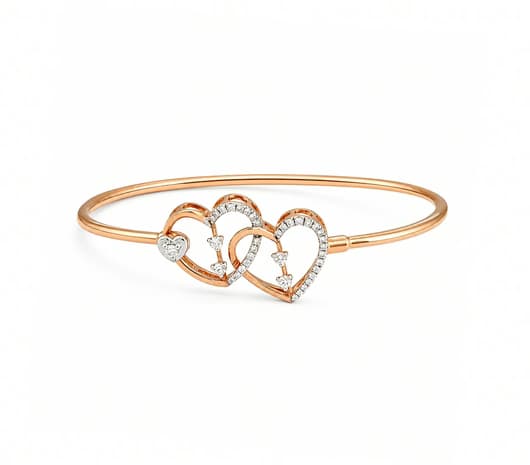 Twin Hearts 18KT Diamond Bangle Bracelet