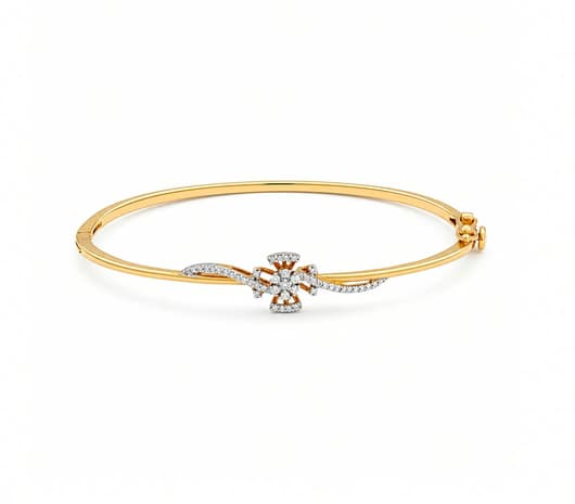 Floral Spark 18KT Diamond Bangle Bracelet