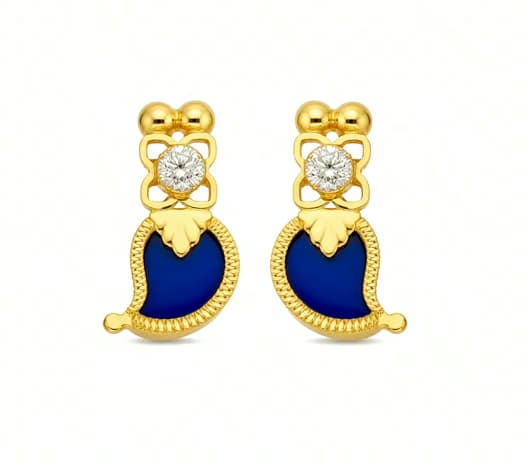 Royal Blue Palakka Manga 22KT Gold Earrings