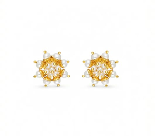 Star themed pearl Gold Earrings