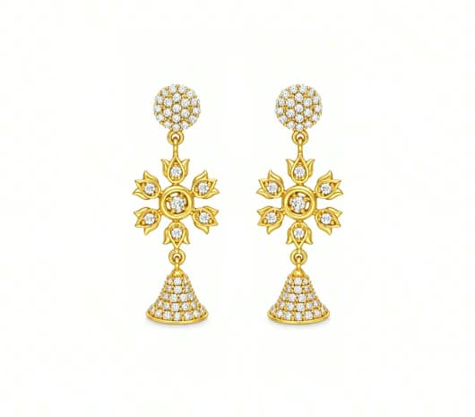 Exquisite floral pattern Gold Earrings
