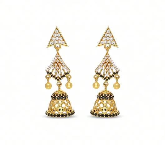 Intricate design black Stone Gold jhumka