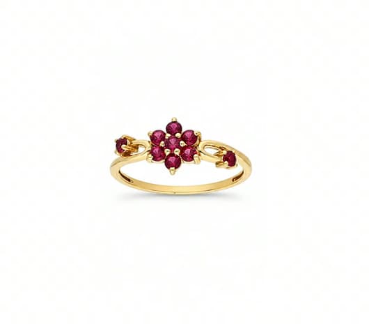 Garnet Charm Gold Ring