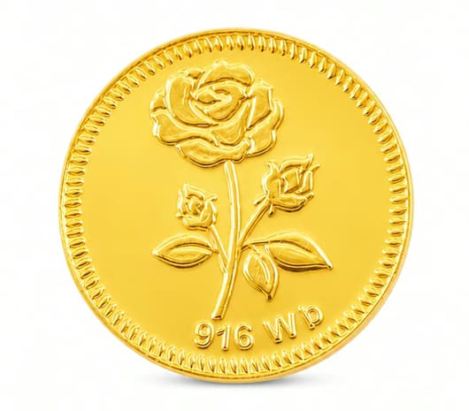 22 KT 916 Purity Rose flower pattern Gold Coin 8 Gm Jos Alukkas