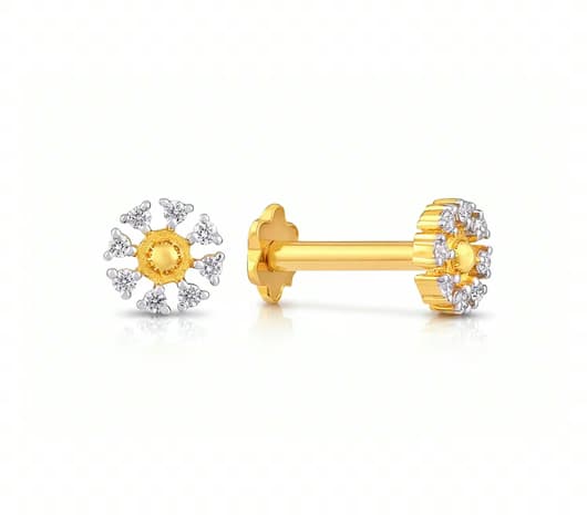 Flourish Design 8 cent Diamond Nose pin
