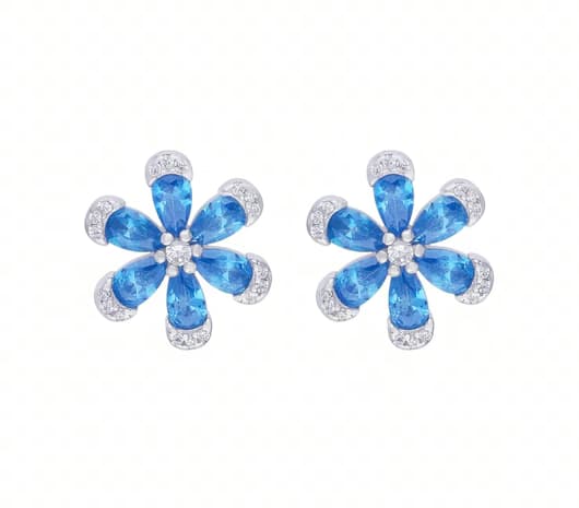 Blue Blossom Silver Earrings