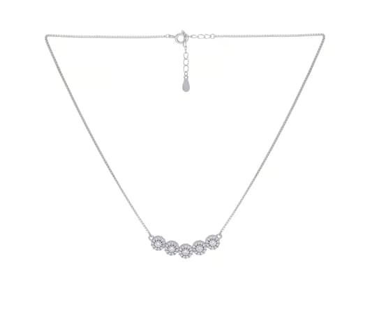 Crystal Bloom motif Silver Necklace