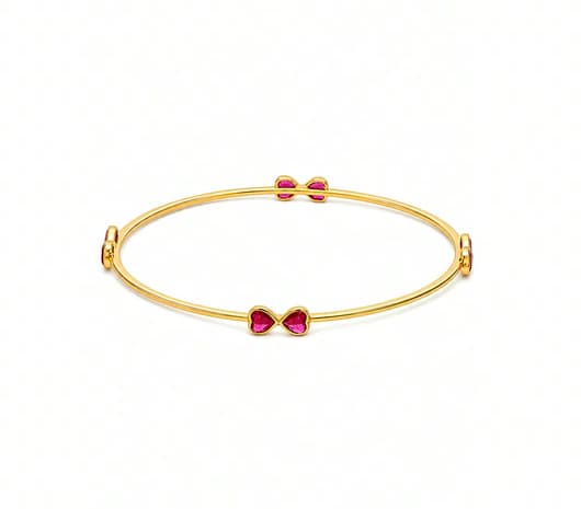 Ruby Heart Gold Bangle