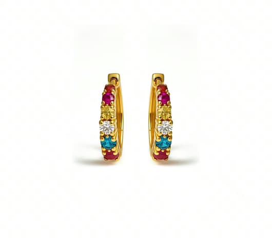 Colour Bloom Hoops Gold Earrings