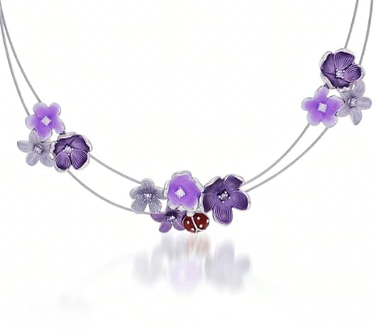 Moonlit Lilac floral Silver Necklace