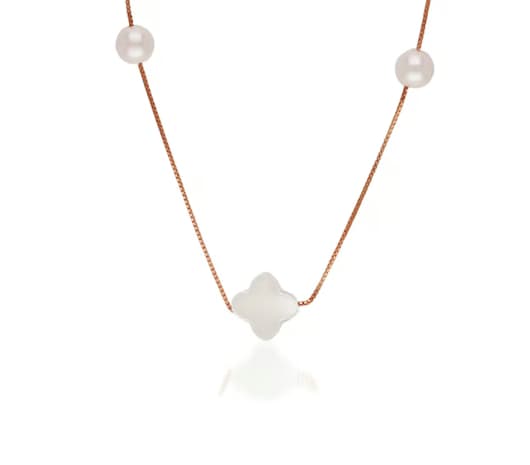 Peart drift motif Silver Necklace
