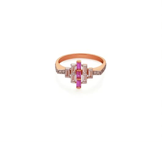 Rosy Baguette Spark 18 kt Rose Gold Ring