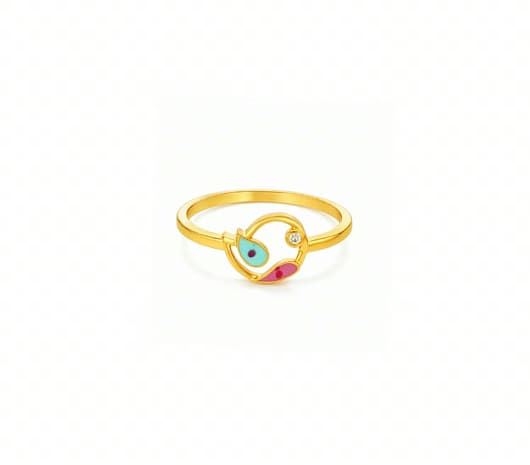 22KT Gold Colorful Heart Kids Ring