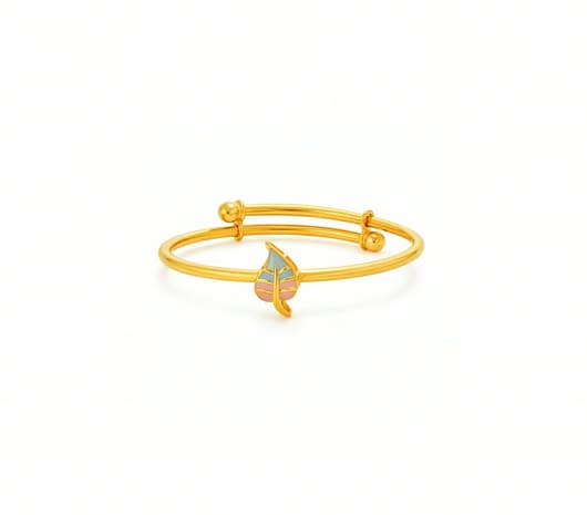 22KT Gold Pastel Leaf Kids Bangle